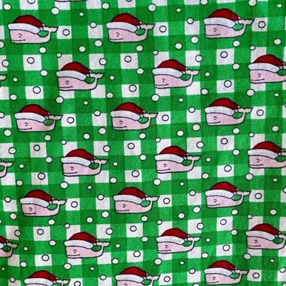 Vineyard Vines Pajama Lounge Pants Size M Holiday Green Red Santa Hat Whale - Picture 3 of 4